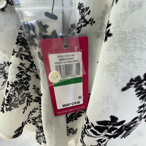 Vince Camuto Bouquets Chiffon Blouse - New Ivory - Size Large - NWT - Picture 6 of 7
